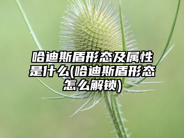 哈迪斯盾形态及属性是什么(哈迪斯盾形态怎么解锁)