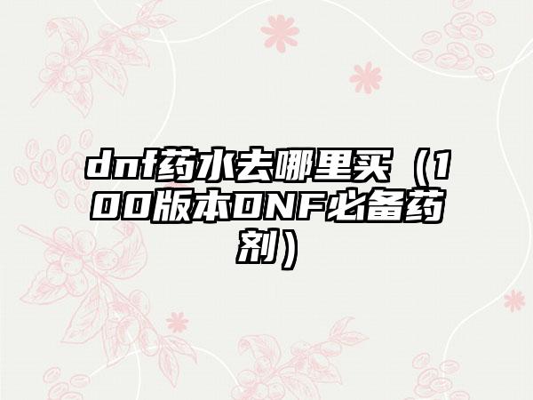 dnf药水去哪里买（100版本DNF必备药剂）