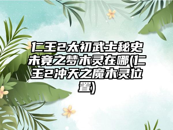 仁王2太初武士秘史未竟之梦木灵在哪(仁王2冲天之魔木灵位置)