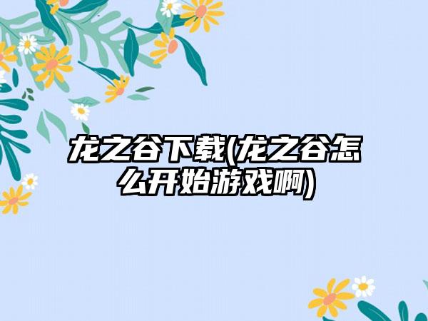 龙之谷下载(龙之谷怎么开始游戏啊)