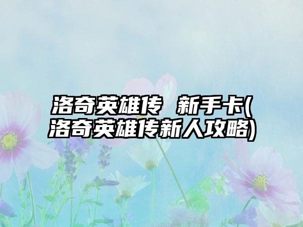 洛奇英雄传 新手卡(洛奇英雄传新人攻略)