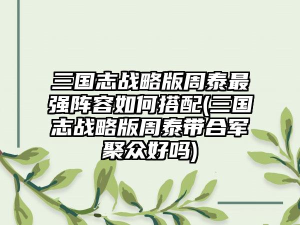 三国志战略版周泰最强阵容如何搭配(三国志战略版周泰带合军聚众好吗)
