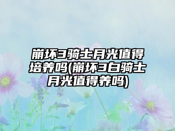 崩坏3骑士月光值得培养吗(崩坏3白骑士月光值得养吗)