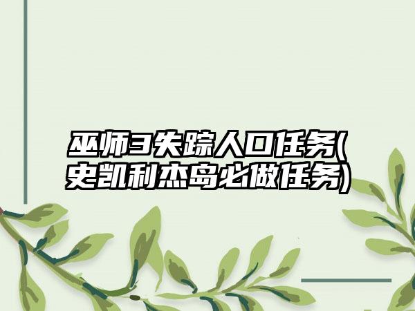 巫师3失踪人口任务(史凯利杰岛必做任务)