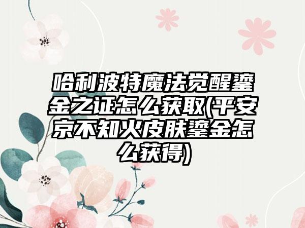 哈利波特魔法觉醒鎏金之证怎么获取(平安京不知火皮肤鎏金怎么获得)