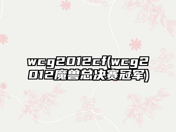wcg2012cf(wcg2012魔兽总决赛冠军)