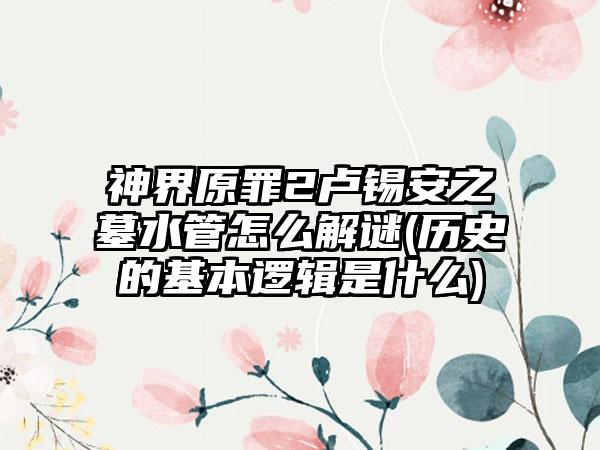 神界原罪2卢锡安之墓水管怎么解谜(历史的基本逻辑是什么)
