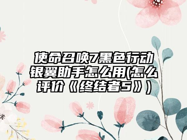 使命召唤7黑色行动银翼助手怎么用(怎么评价《终结者5》)