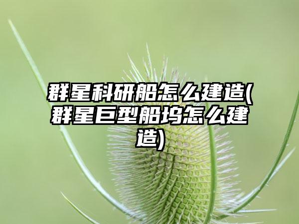 群星科研船怎么建造(群星巨型船坞怎么建造)