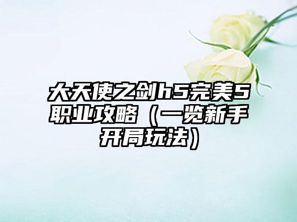 大天使之剑h5完美5职业攻略（一览新手开局玩法）