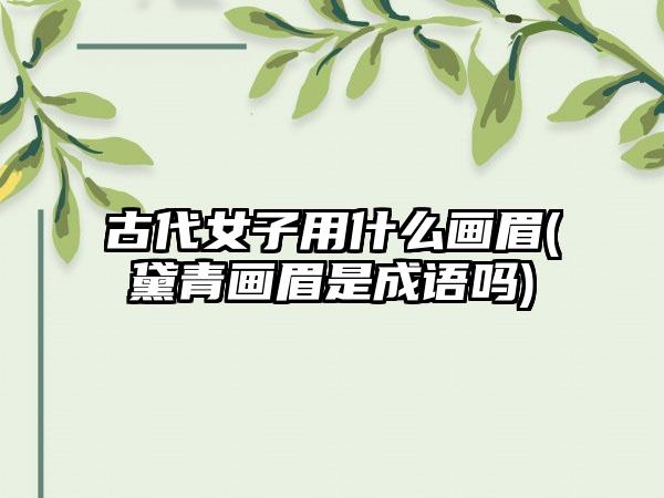 古代女子用什么画眉(黛青画眉是成语吗)