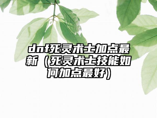 dnf死灵术士加点最新（死灵术士技能如何加点最好）