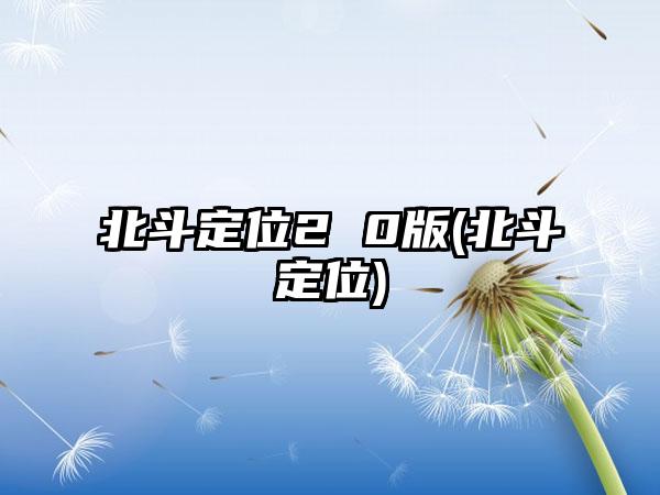 北斗定位2 0版(北斗定位)