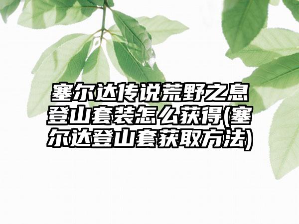塞尔达传说荒野之息登山套装怎么获得(塞尔达登山套获取方法)