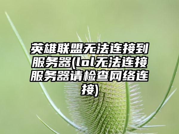 英雄联盟无法连接到服务器(lol无法连接服务器请检查网络连接)