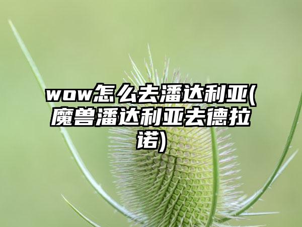 wow怎么去潘达利亚(魔兽潘达利亚去德拉诺)