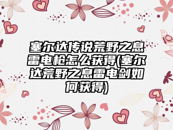 塞尔达传说荒野之息雷电枪怎么获得(塞尔达荒野之息雷电剑如何获得)