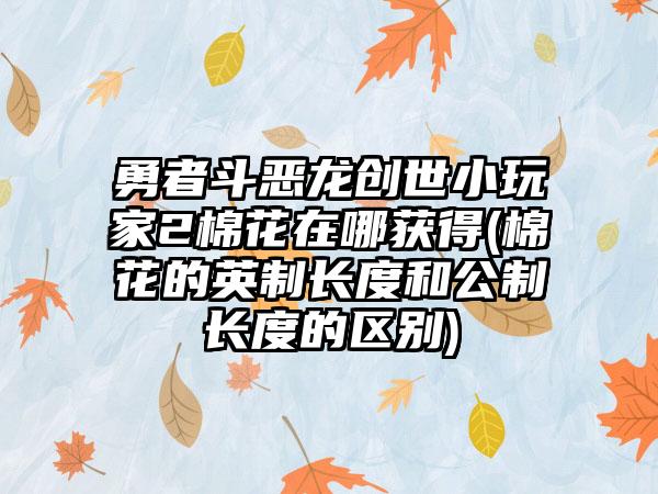勇者斗恶龙创世小玩家2棉花在哪获得(棉花的英制长度和公制长度的区别)