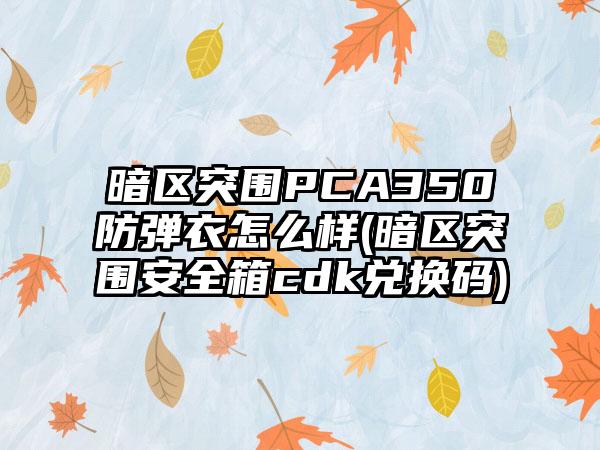 暗区突围PCA350防弹衣怎么样(暗区突围安全箱cdk兑换码)