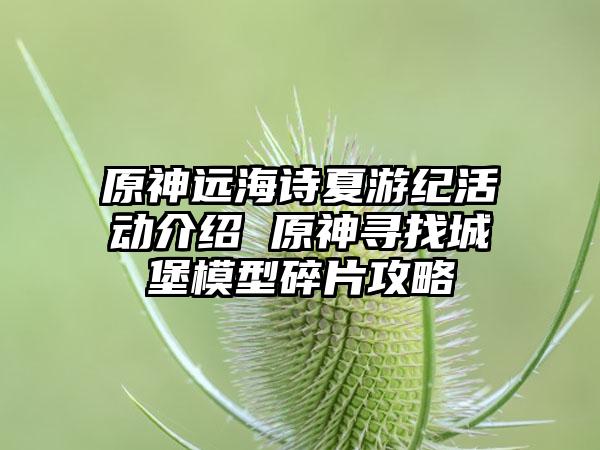 原神远海诗夏游纪活动介绍 原神寻找城堡模型碎片攻略