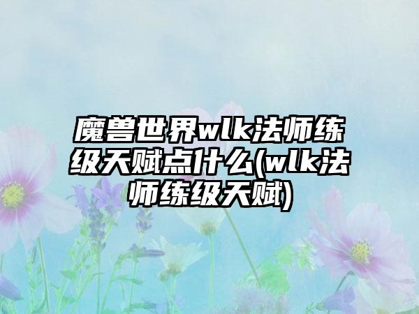 魔兽世界wlk法师练级天赋点什么(wlk法师练级天赋)