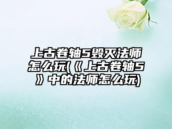 上古卷轴5毁灭法师怎么玩(《上古卷轴5》中的法师怎么玩)