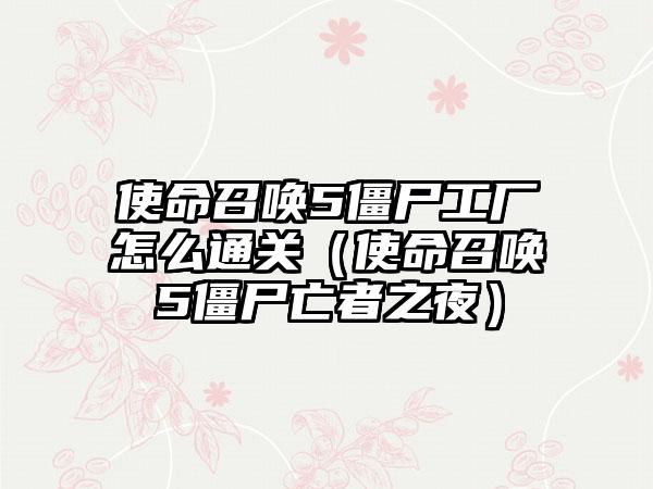 使命召唤5僵尸工厂怎么通关（使命召唤5僵尸亡者之夜）