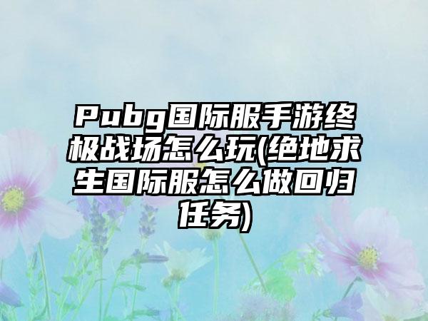 Pubg国际服手游终极战场怎么玩(绝地求生国际服怎么做回归任务)
