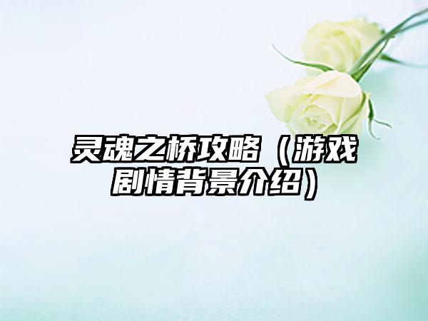 灵魂之桥攻略（游戏剧情背景介绍）