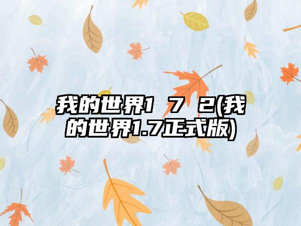 我的世界1 7 2(我的世界1.7正式版)
