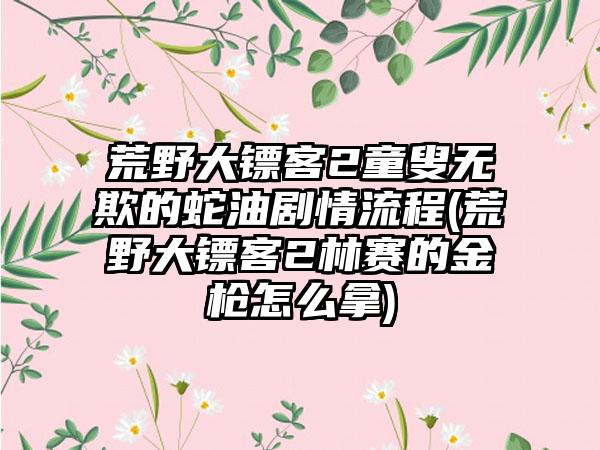 荒野大镖客2童叟无欺的蛇油剧情流程(荒野大镖客2林赛的金枪怎么拿)