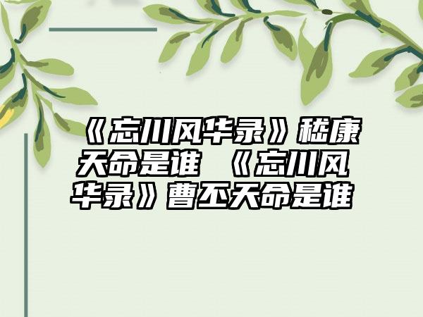 《忘川风华录》嵇康天命是谁 《忘川风华录》曹丕天命是谁