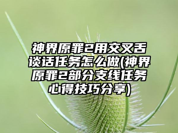 神界原罪2用交叉舌谈话任务怎么做(神界原罪2部分支线任务心得技巧分享)