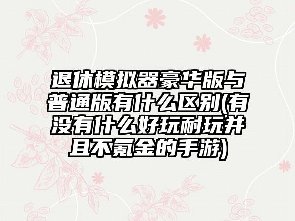 退休模拟器豪华版与普通版有什么区别(有没有什么好玩耐玩并且不氪金的手游)