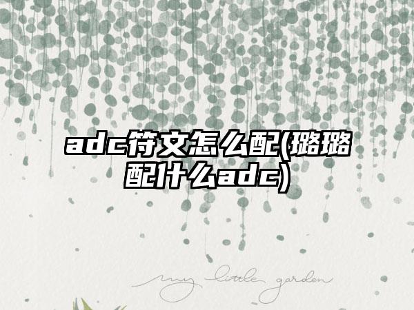 adc符文怎么配(璐璐配什么adc)