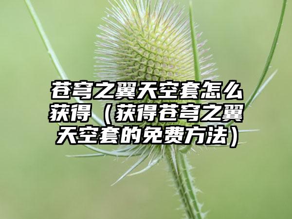 苍穹之翼天空套怎么获得（获得苍穹之翼天空套的免费方法）