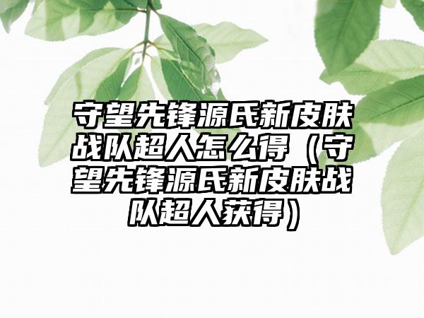 守望先锋源氏新皮肤战队超人怎么得（守望先锋源氏新皮肤战队超人获得）