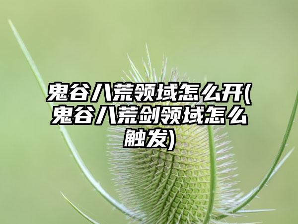 鬼谷八荒领域怎么开(鬼谷八荒剑领域怎么触发)