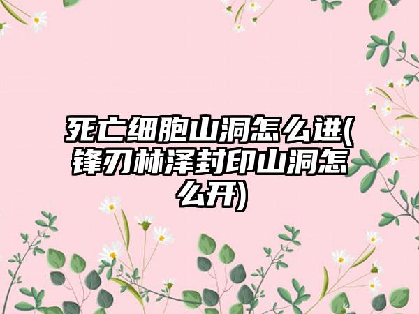 死亡细胞山洞怎么进(锋刃林泽封印山洞怎么开)