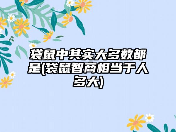 袋鼠中其实大多数都是(袋鼠智商相当于人多大)