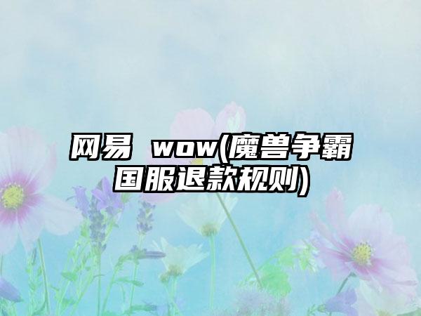 网易 wow(魔兽争霸国服退款规则)