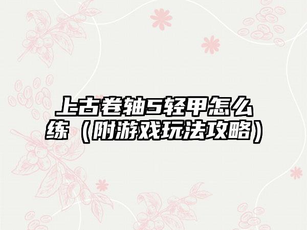 上古卷轴5轻甲怎么练（附游戏玩法攻略）