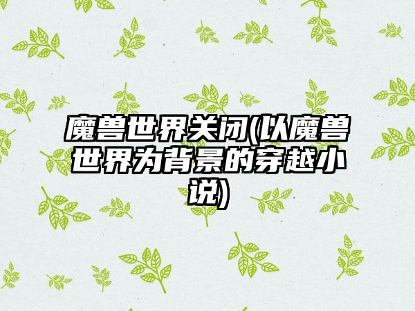 魔兽世界关闭(以魔兽世界为背景的穿越小说)