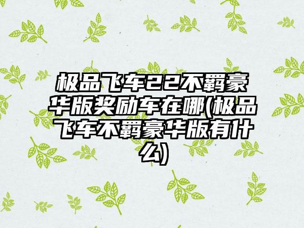 极品飞车22不羁豪华版奖励车在哪(极品飞车不羁豪华版有什么)