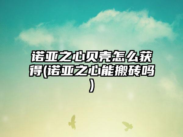 诺亚之心贝壳怎么获得(诺亚之心能搬砖吗)