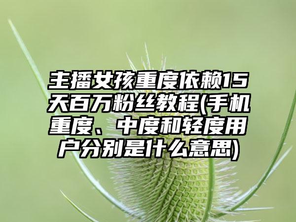 主播女孩重度依赖15天百万粉丝教程(手机重度、中度和轻度用户分别是什么意思)