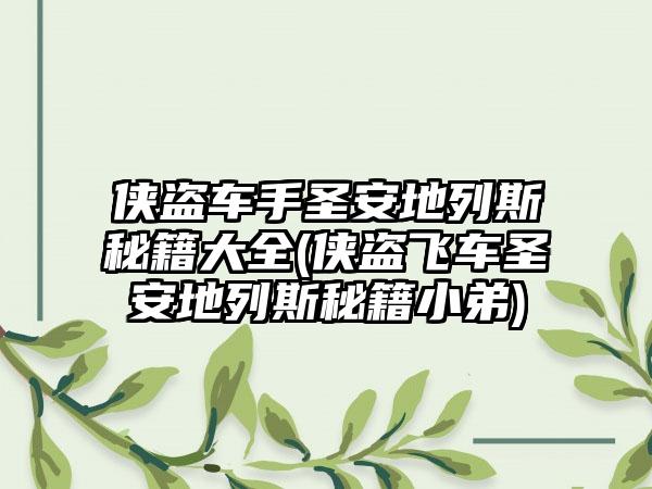 侠盗车手圣安地列斯秘籍大全(侠盗飞车圣安地列斯秘籍小弟)