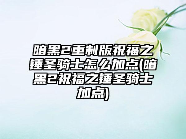 暗黑2重制版祝福之锤圣骑士怎么加点(暗黑2祝福之锤圣骑士加点)