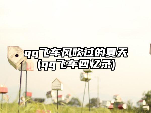 qq飞车风吹过的夏天(qq飞车回忆录)