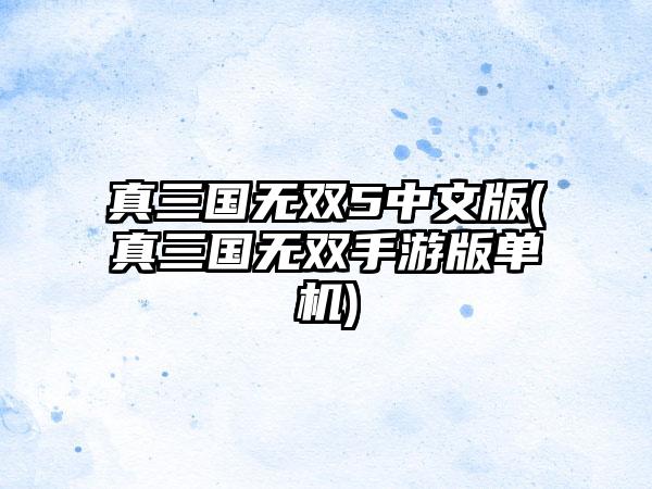 真三国无双5中文版(真三国无双手游版单机)